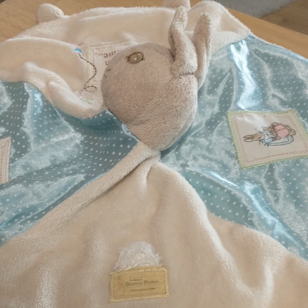 Beatrix Potter Bunny Lovey Plush Blanket - Cream & Light Blue